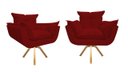 Ver imagem 1 de Kit 2 Poltronas Decorativa Opala Base Giratória Suede Vermelho Ms Decor