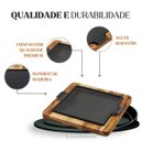 Ver imagem 2 de Chapa Quadrada 24cm Petisco com Suporte Madeira Panela Mineira