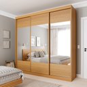 Ver imagem 2 de Guarda-roupa Casal 3 Portas de Correr Ripadas com Espelho Samambaia CabeCasa MadeiraOriginals