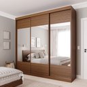 Ver imagem 1 de Guarda-Roupa Casal 3 Portas de Correr Ripadas com Espelho Samambaia CabeCasa MadeiraOriginals Freijó