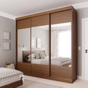 Ver imagem 2 de Guarda-roupa Casal 3 Portas de Correr Ripadas com Espelho Samambaia CabeCasa MadeiraOriginals