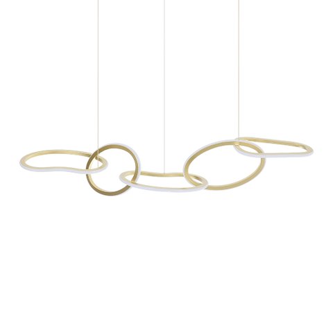 Lustre Pendente Nordecor Zena 2597 Ouro Champagne Led Bivolt