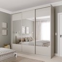 Ver imagem 2 de Guarda-roupa Casal 3 Portas de Correr Ripadas com Espelho Samambaia CabeCasa MadeiraOriginals