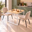 Ver imagem 1 de Mesa de Jantar Reforçada Industrial 70x90cm Tampo Bege Pés Branco