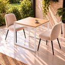 Ver imagem 2 de Mesa de Jantar Reforçada Industrial 70x90cm Tampo Bege Pés Branco