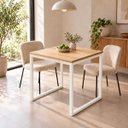 Ver imagem 3 de Mesa de Jantar Reforçada Industrial 70x90cm Tampo Bege Pés Branco