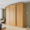 Guarda-roupa Casal 3 Portas de Correr Lisas Samambaia CabeCasa MadeiraOriginals - 2