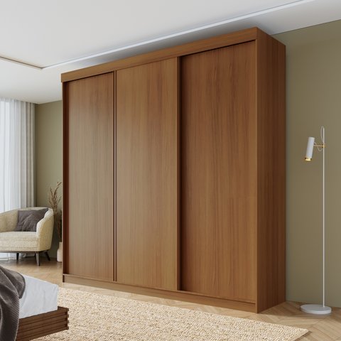 Guarda Roupa Casal 3 Portas de Correr Lisas Samambaia CabeCasa MadeiraOriginals