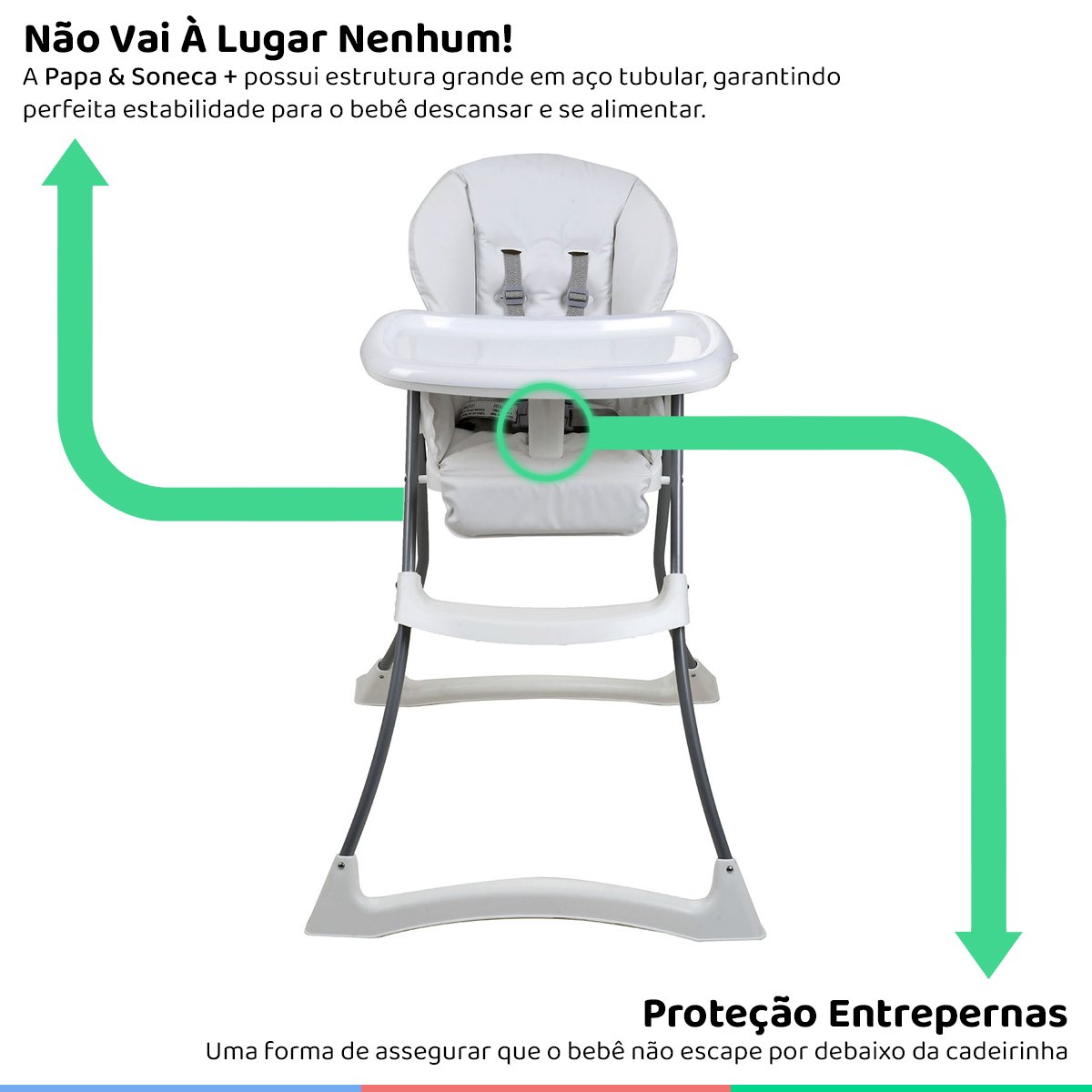 Cadeira Alimentação Refeição Infantil Bebê 6-36M 15kg Reclinável Papa&Soneca+ Branco - 4