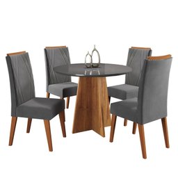 Mesa de Jantar Redonda Riu com 4 Cadeiras Madeira Maciça Vegas - 2