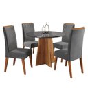 Ver imagem 2 de Mesa de Jantar Redonda Riu com 4 Cadeiras Madeira Maciça Vegas Yescasa Cinza/Mel/Grafite