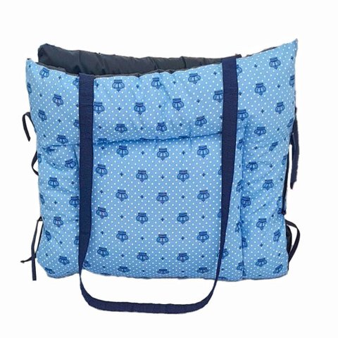 Colchonete e Bolsa 2 em 1 Pet Hanna Top Pequeno Retangular Impermeável: Realeza Azul Bebê