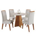 Ver imagem 2 de Mesa de Jantar Redonda Riu com 4 Cadeiras Madeira Maciça Vegas Yescasa Bege/Mel/Marfim/Off White