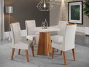Ver imagem 1 de Mesa de Jantar Redonda Riu com 4 Cadeiras Madeira Maciça Vegas Yescasa Bege/Mel/Marfim/Off White