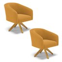 Ver imagem 1 de Poltrona Decorativa Giratória Ma30 Kit 2 Stella Bouclê Mostarda D03 - D’Rossi