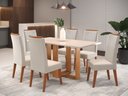 Ver imagem 1 de Mesa de Jantar Retangular Kavic com 6 Cadeiras Madeira Maciça Vegas Yescasa Bege/Mel/Blonde/Marfim