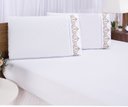Ver imagem 2 de Jogo lençol quarto casal king bordado 3 peças branco caqui