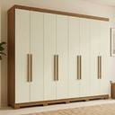 Ver imagem 1 de Guarda-Roupa Casal 8 Portas 4 Gavetas Master New com Pés Bege/Jatobá/Areia