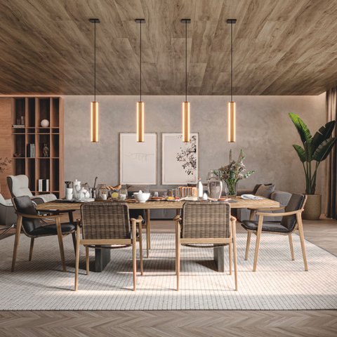 Pendente Canto Madeira Maciça Esmeralda Led 36w 4000lm Bivolt