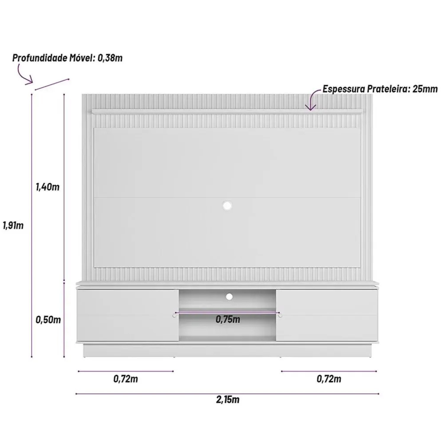 Estante Home para Tv até 75 Polegadas com Led 2 Portas Guararapes - 4