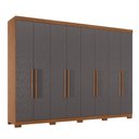 Ver imagem 3 de Guarda-Roupa Casal 8 Portas 4 Gavetas Master New com Pés Marrom/Jatobá/Grafite