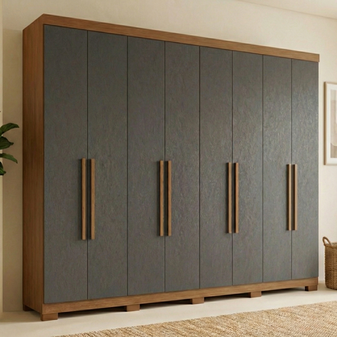 Guarda-roupa Casal 8 Portas 4 Gavetas Master New com Pés