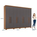 Ver imagem 4 de Guarda-Roupa Casal 8 Portas 4 Gavetas Master New com Pés Marrom/Jatobá/Grafite
