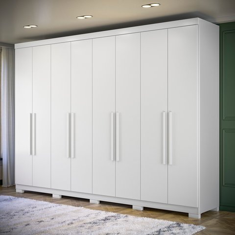 Guarda-Roupa 8 Portas 4 Gavetas Master New com Pés Branco