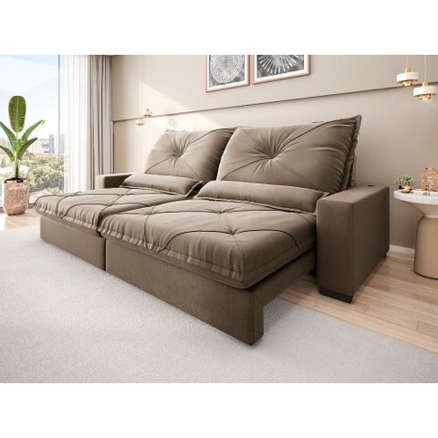 Sofá Retrátil e Reclinável 2,80m Vogue Veludo Cristal - Netsofas - Fendi