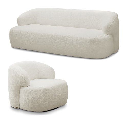 Conjunto Sala de Estar Decorativo Charlote 1 Poltrona Namoradeira 150cm 1 Poltrona Base Giratória em