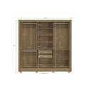 Ver imagem 4 de Guarda-Roupa 3 Portas de Correr 2 Gavetas com Pés e Espelho Marrom/Nogueira/Fendi