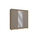 Ver imagem 3 de Guarda-Roupa 3 Portas de Correr 2 Gavetas com Pés e Espelho Marrom/Nogueira/Fendi
