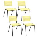 Ver imagem 1 de Kit 04 Cadeiras Empilhável Fixa Escritório Multiuso Base Preta Kimi P03 Amarelo - Lyam Decor