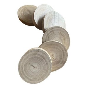 Kit com 6 Porta-copos Bolacha Eucalipto Rústicos Cru Rústico Madeira