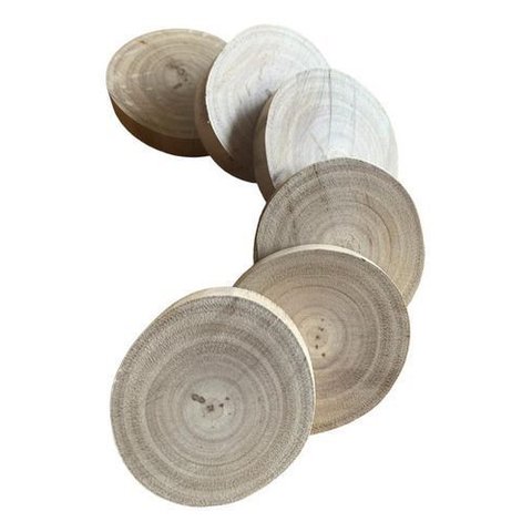 Kit com 6 Porta-copos Bolacha Eucalipto Rústicos Cru Rústico Madeira