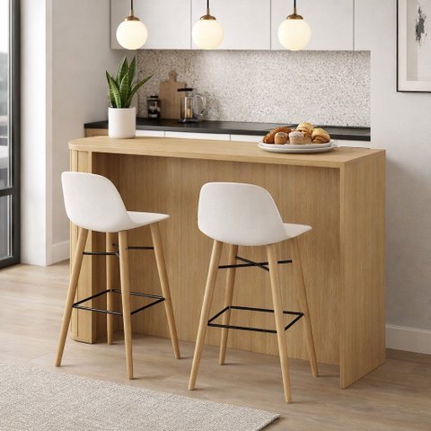 Balcão Gourmet 144cm MDF Bancada com Canto Arredondado Decorativa