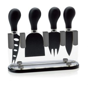 Conjunto de 4 Facas para Queijo Kenya Preto