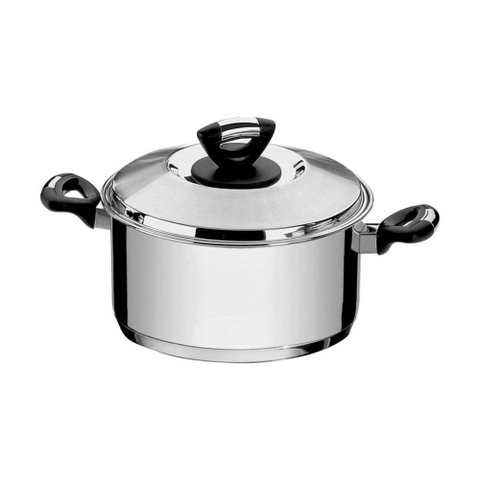 Caçarola Tramontina Solar Baquelite Funda em Aço Inox Fundo Triplo com Tampa Alças de Baquelite 24 C