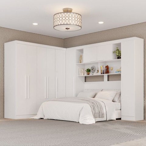 Guarda-Roupa Casal Modulado de Canto 9 Portas 2 Gavetas Multimóveis Crsal- Grp Branco