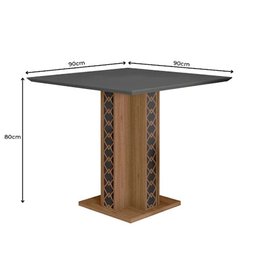 Mesa para Sala de Jantar 90cm Quadrada Tampo Chanfrado Isis Poliman - 2