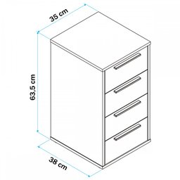 Gaveteiro 4 Gavetas Office Castanho/preto - Brv Móveis - 4