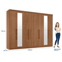 Ver imagem 4 de Guarda-Roupa 8 Portas 4 Gavetas Master New com Espelho Cinza/Jatoba