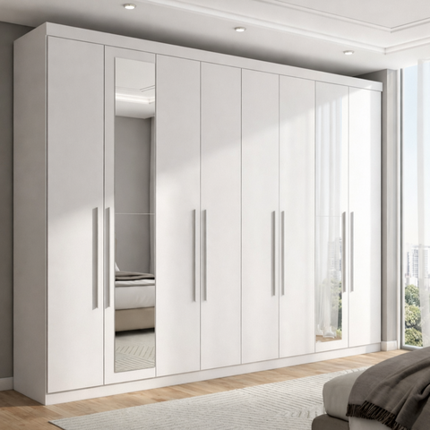 Guarda-Roupa Casal com Espelho 8 Portas 4 Gavetas Master New