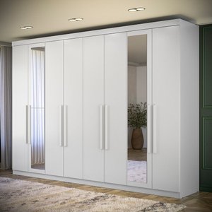 Guarda-roupa 8 Portas 4 Gavetas Master New com Espelho