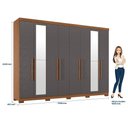 Ver imagem 4 de Guarda-Roupa Casal com Espelho e Pés 8 Portas 4 Gavetas Master New Marrom/Jatobá/Grafite