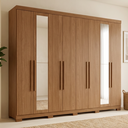 Ver imagem 1 de Guarda-Roupa Casal com Espelho e Pés 8 Portas 4 Gavetas Master New Marrom/Jatoba