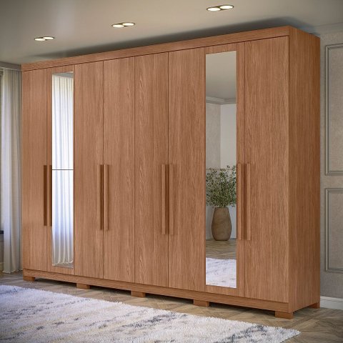 Guarda-roupa 8 Portas 4 Gavetas Master New com Espelho e Pés