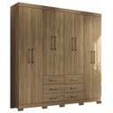 Ver imagem 4 de Guarda-Roupa Casal 8 Portas 6 Gavetas Liverpool com Pés Marrom/Jatoba