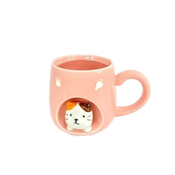 Caneca Gatinho Fofo Rosa Cute Coffee 310ml - 1