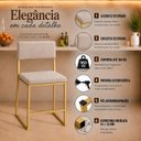 Ver imagem 3 de Kit 3 Cadeira Jantar Cozinha Estofada com Encosto Dourado Suede Dubai